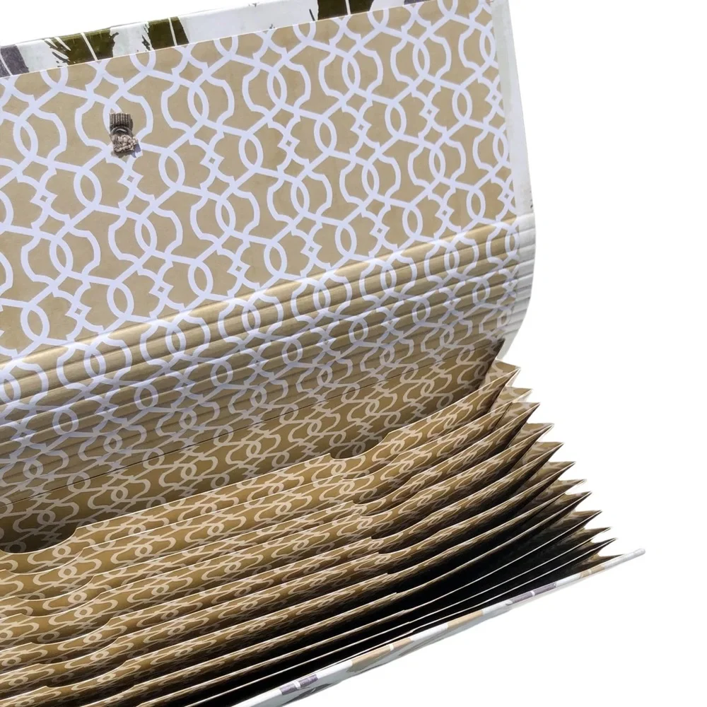 Molly & Rex Foil Feathers Accordion File Holder w/Bungee Closure (17814)